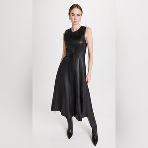 VINCE Leather Sleeveless Midi A-line Dress size 2